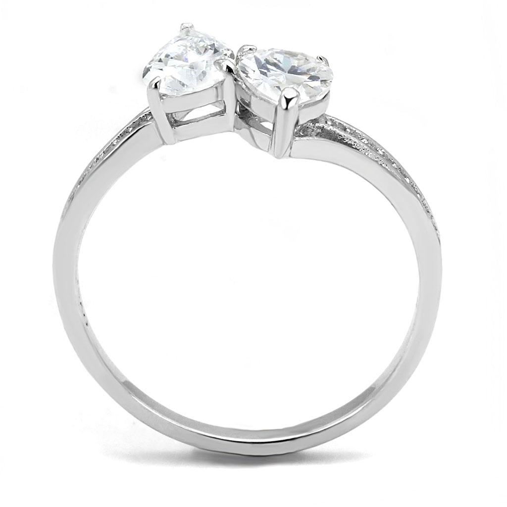 Rhodium 925 Sterling Silver Ring with AAA Grade CZ  in Clear