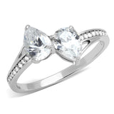 Rhodium 925 Sterling Silver Ring with AAA Grade CZ  in Clear