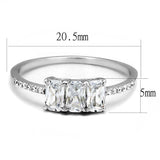 Rhodium 925 Sterling Silver Ring with AAA Grade CZ  in Clear