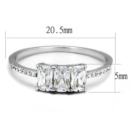 Rhodium 925 Sterling Silver Ring with AAA Grade CZ  in Clear