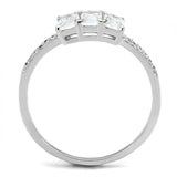Rhodium 925 Sterling Silver Ring with AAA Grade CZ  in Clear