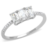 Rhodium 925 Sterling Silver Ring with AAA Grade CZ  in Clear