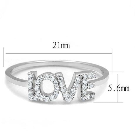 Rhodium 925 Sterling Silver Ring with AAA Grade CZ  in Clear