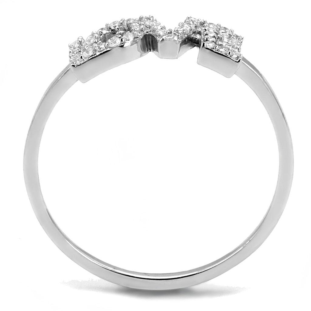 Rhodium 925 Sterling Silver Ring with AAA Grade CZ  in Clear