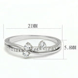 Rhodium 925 Sterling Silver Ring with AAA Grade CZ  in Clear