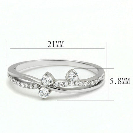 Rhodium 925 Sterling Silver Ring with AAA Grade CZ  in Clear