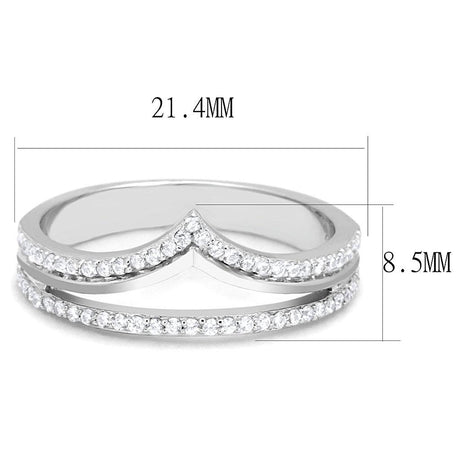 Rhodium 925 Sterling Silver Ring with AAA Grade CZ  in Clear