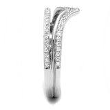 Rhodium 925 Sterling Silver Ring with AAA Grade CZ  in Clear
