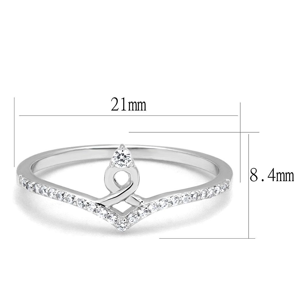 Rhodium 925 Sterling Silver Ring with AAA Grade CZ  in Clear