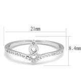 Rhodium 925 Sterling Silver Ring with AAA Grade CZ  in Clear