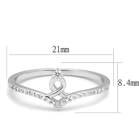 Rhodium 925 Sterling Silver Ring with AAA Grade CZ  in Clear