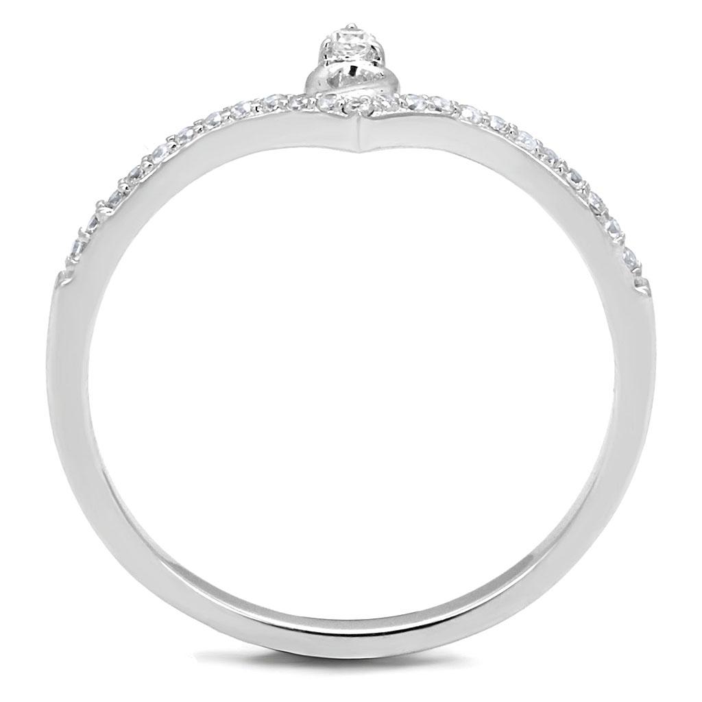 Rhodium 925 Sterling Silver Ring with AAA Grade CZ  in Clear
