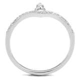 Rhodium 925 Sterling Silver Ring with AAA Grade CZ  in Clear