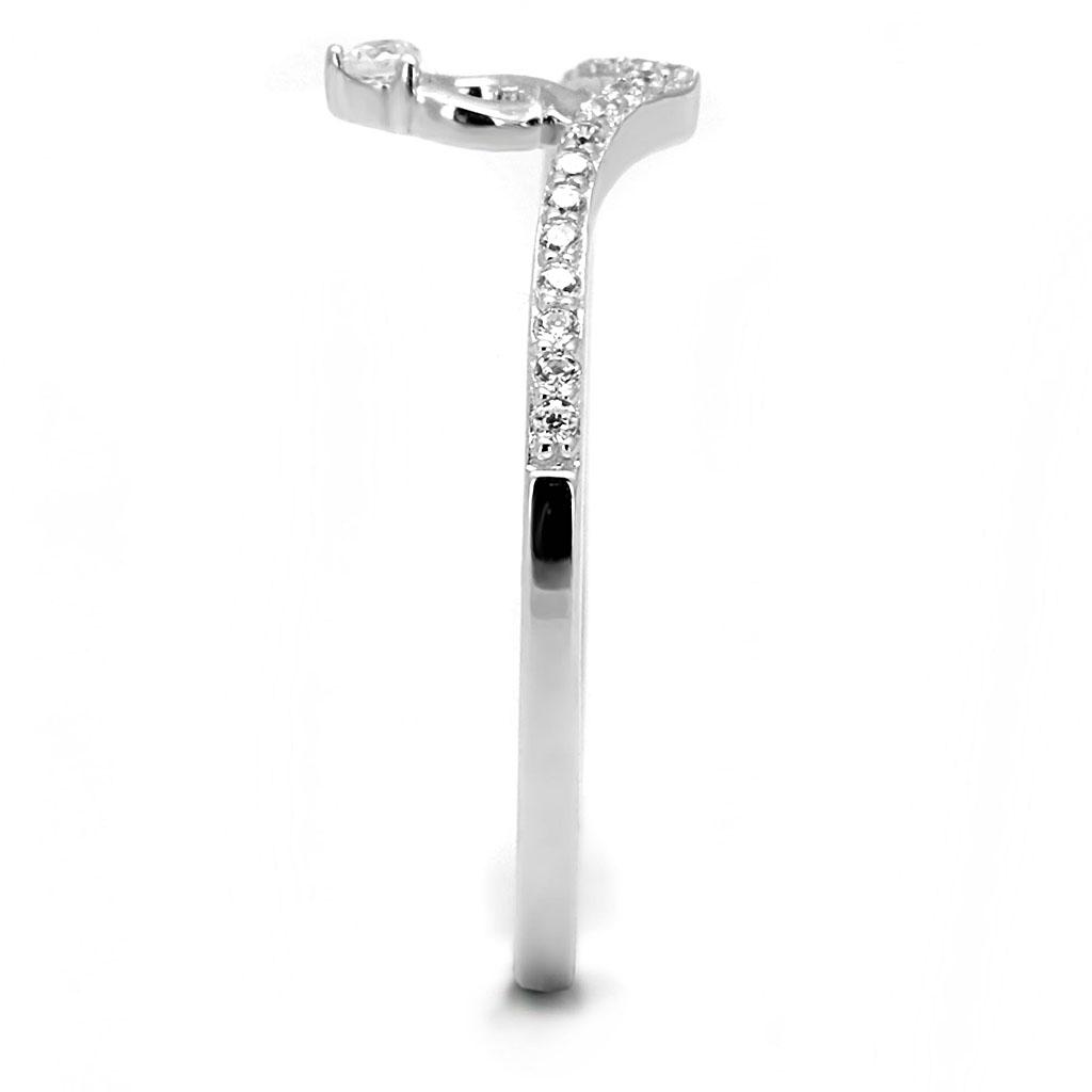 Rhodium 925 Sterling Silver Ring with AAA Grade CZ  in Clear