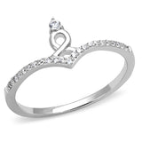 Rhodium 925 Sterling Silver Ring with AAA Grade CZ  in Clear