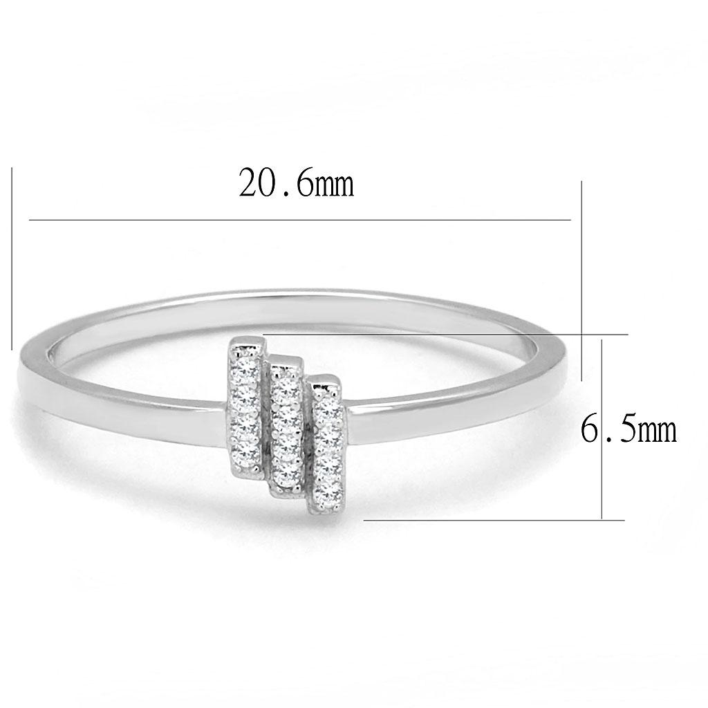 Rhodium 925 Sterling Silver Ring with AAA Grade CZ  in Clear