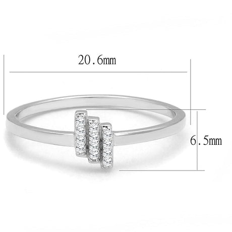 Rhodium 925 Sterling Silver Ring with AAA Grade CZ  in Clear