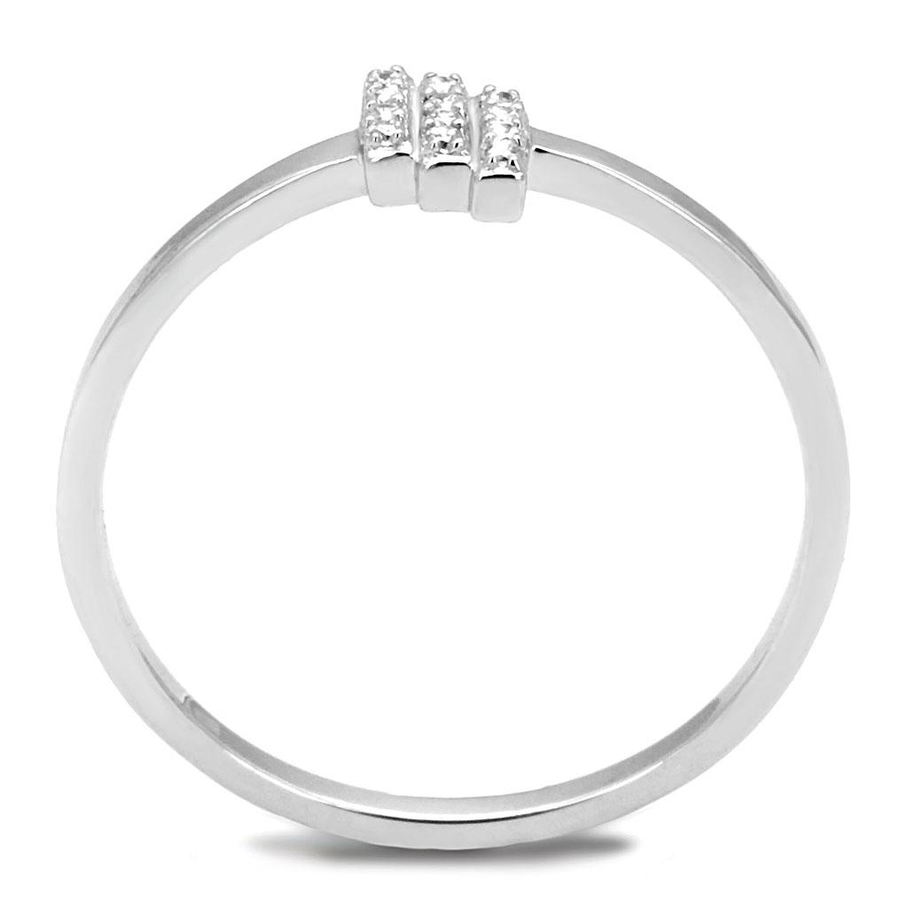 Rhodium 925 Sterling Silver Ring with AAA Grade CZ  in Clear