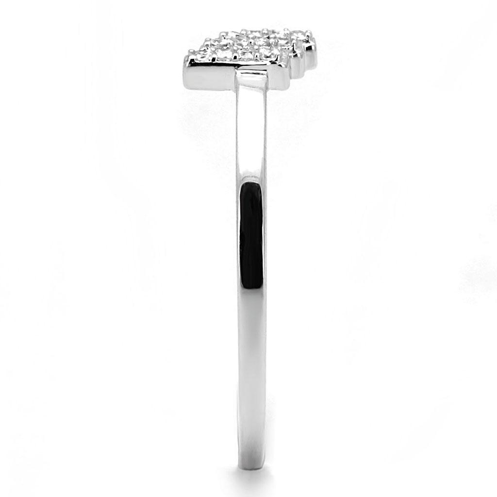 Rhodium 925 Sterling Silver Ring with AAA Grade CZ  in Clear