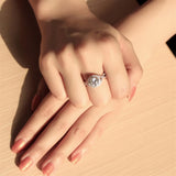 Rose Gold + Rhodium 925 Sterling Silver Ring with AAA Grade CZ  in Clear