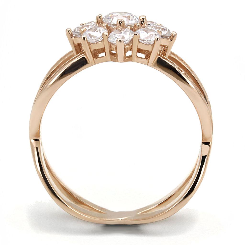 Rose Gold 925 Sterling Silver Ring with AAA Grade CZ  in Clear