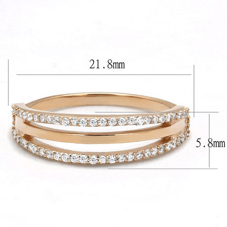 Rose Gold 925 Sterling Silver Ring with AAA Grade CZ  in Clear