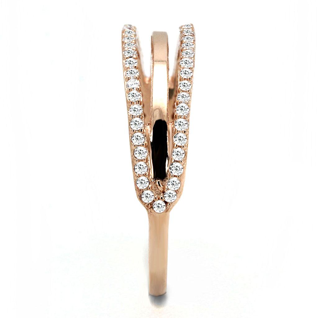 Rose Gold 925 Sterling Silver Ring with AAA Grade CZ  in Clear