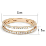 Rose Gold 925 Sterling Silver Ring with AAA Grade CZ  in Clear