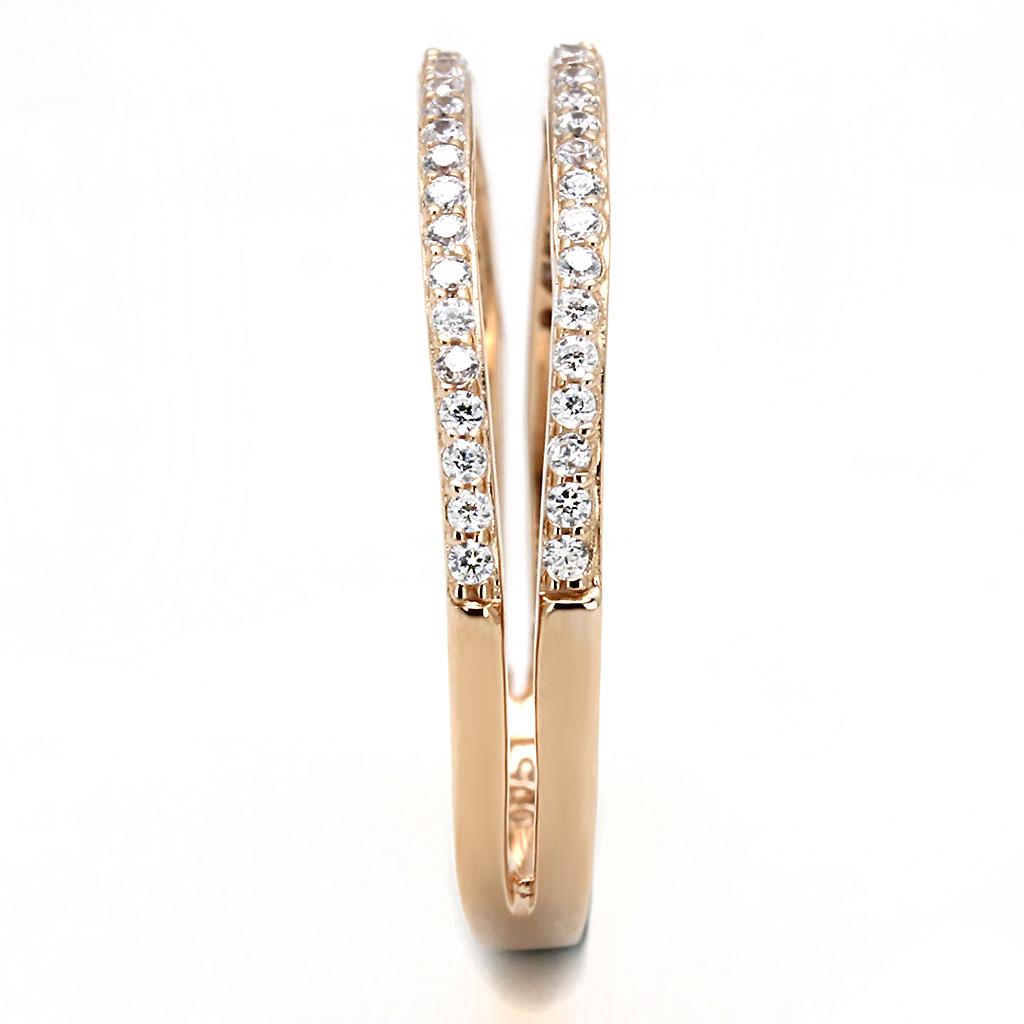 Rose Gold 925 Sterling Silver Ring with AAA Grade CZ  in Clear