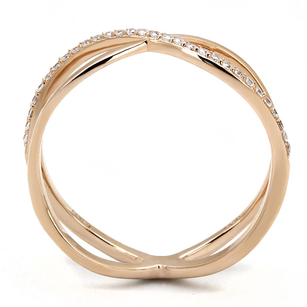 Rose Gold 925 Sterling Silver Ring with AAA Grade CZ  in Clear