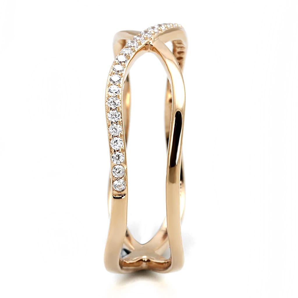 Rose Gold 925 Sterling Silver Ring with AAA Grade CZ  in Clear