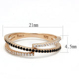 Rose Gold 925 Sterling Silver Ring with Synthetic Spinel in Jet