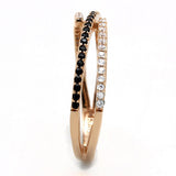 Rose Gold 925 Sterling Silver Ring with Synthetic Spinel in Jet