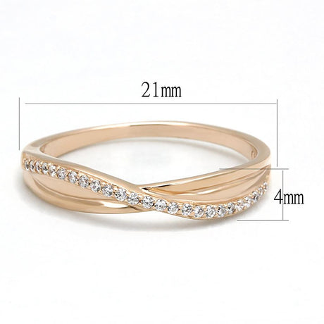 Rose Gold 925 Sterling Silver Ring with AAA Grade CZ  in Clear