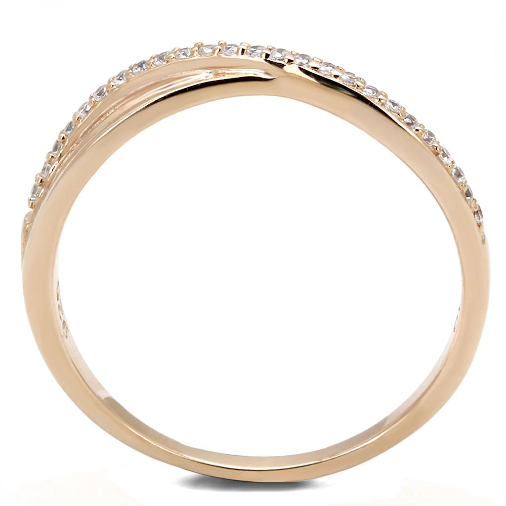 Rose Gold 925 Sterling Silver Ring with AAA Grade CZ  in Clear