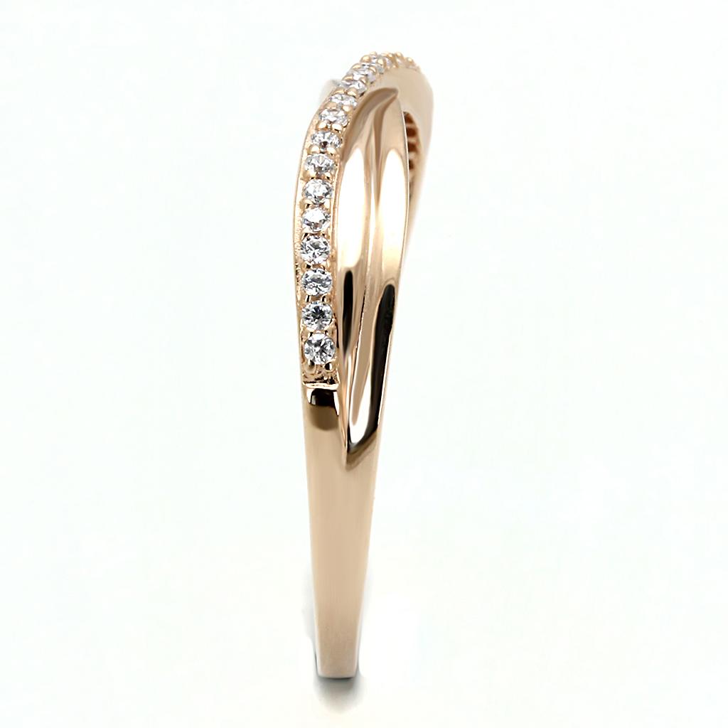 Rose Gold 925 Sterling Silver Ring with AAA Grade CZ  in Clear