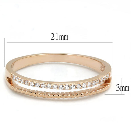 Rose Gold 925 Sterling Silver Ring with AAA Grade CZ  in Clear