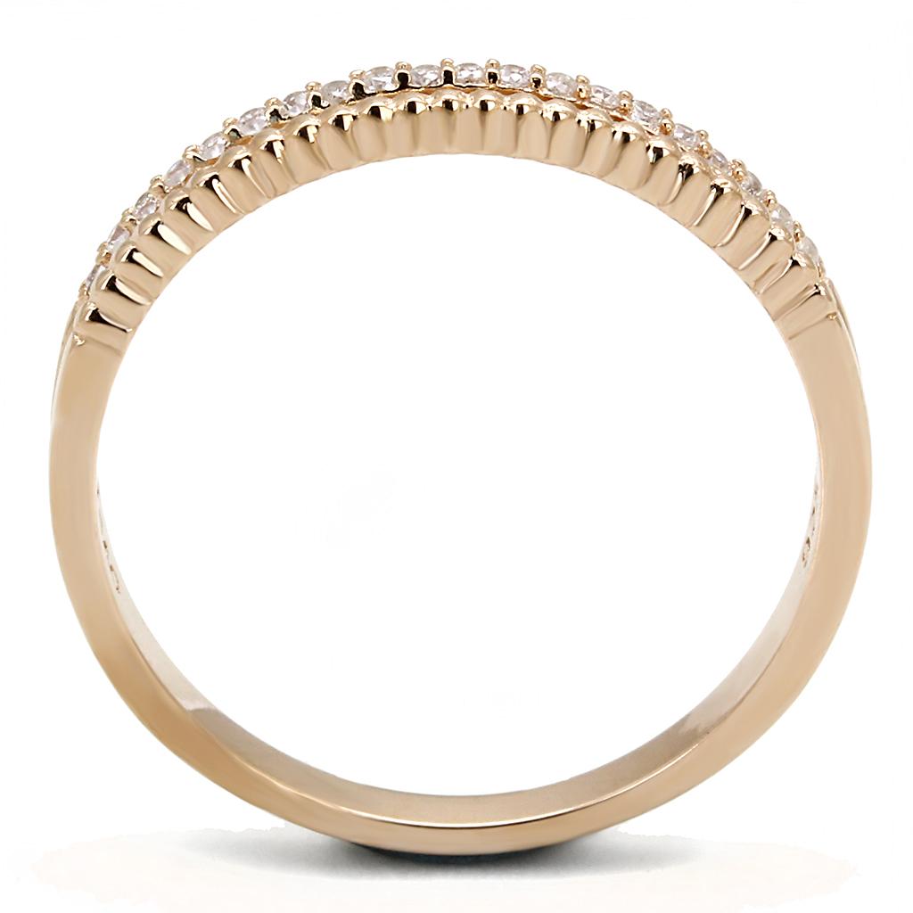 Rose Gold 925 Sterling Silver Ring with AAA Grade CZ  in Clear