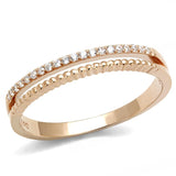 Rose Gold 925 Sterling Silver Ring with AAA Grade CZ  in Clear