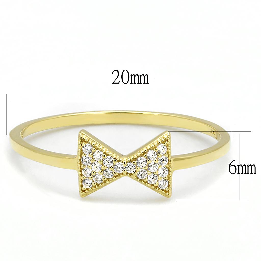 Gold 925 Sterling Silver Ring with AAA Grade CZ  in Clear