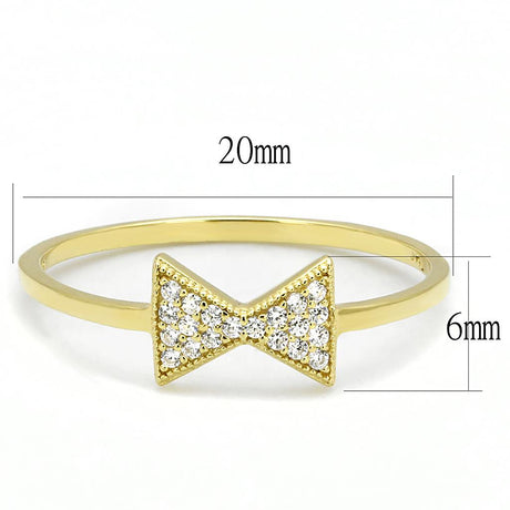Gold 925 Sterling Silver Ring with AAA Grade CZ  in Clear