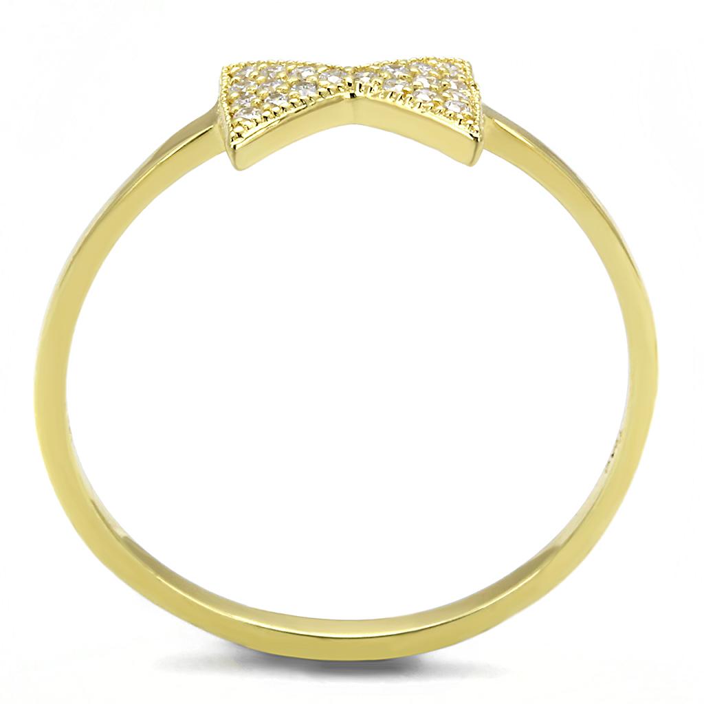 Gold 925 Sterling Silver Ring with AAA Grade CZ  in Clear