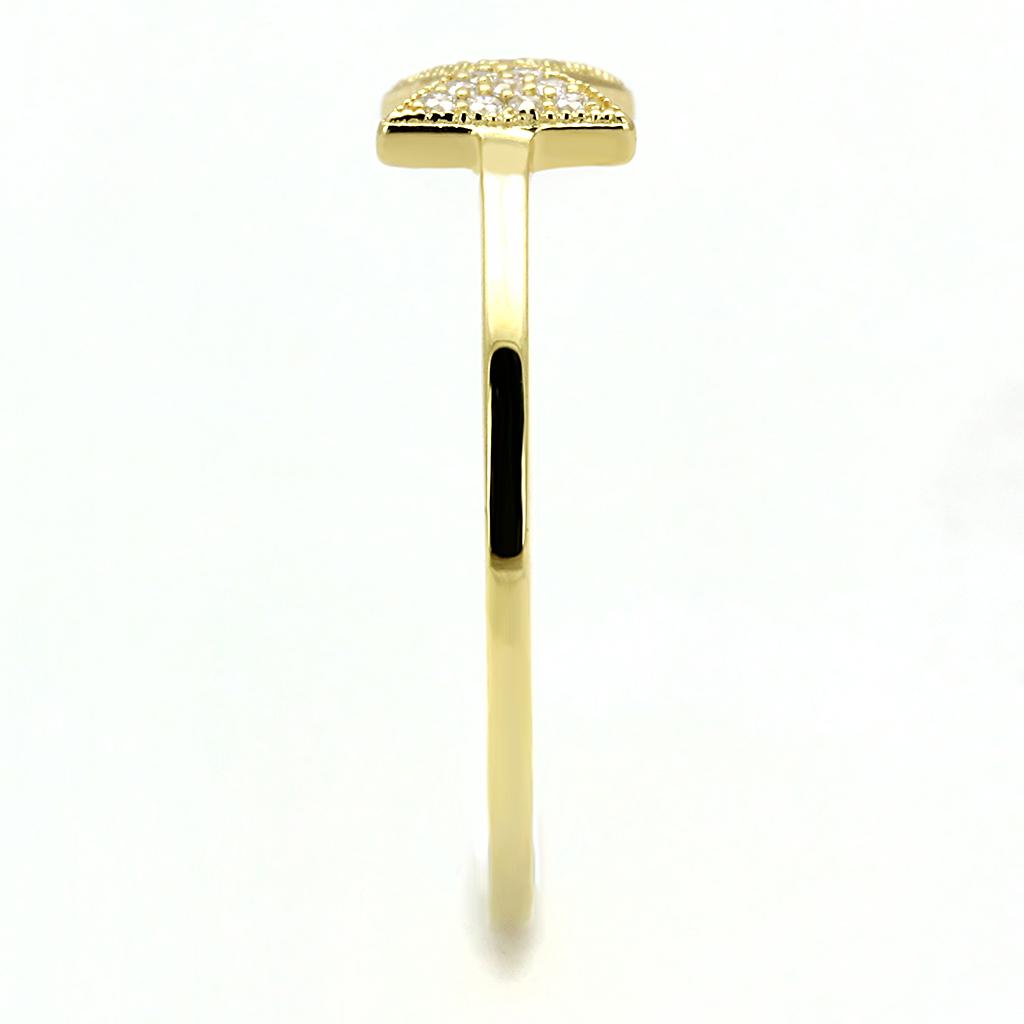 Gold 925 Sterling Silver Ring with AAA Grade CZ  in Clear