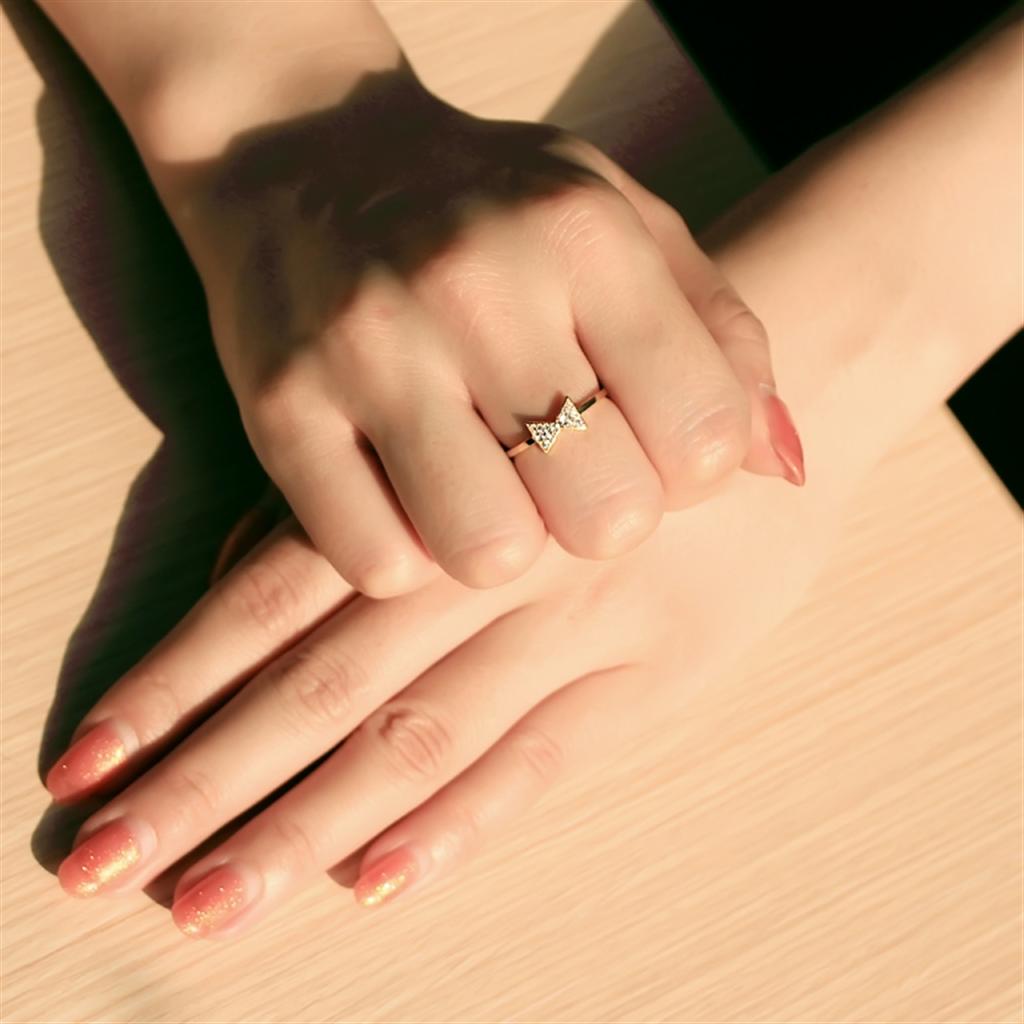 Gold 925 Sterling Silver Ring with AAA Grade CZ  in Clear