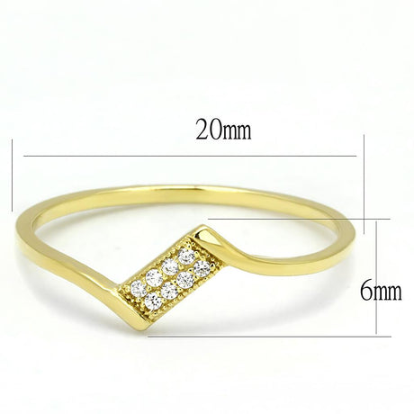 Gold 925 Sterling Silver Ring with AAA Grade CZ  in Clear