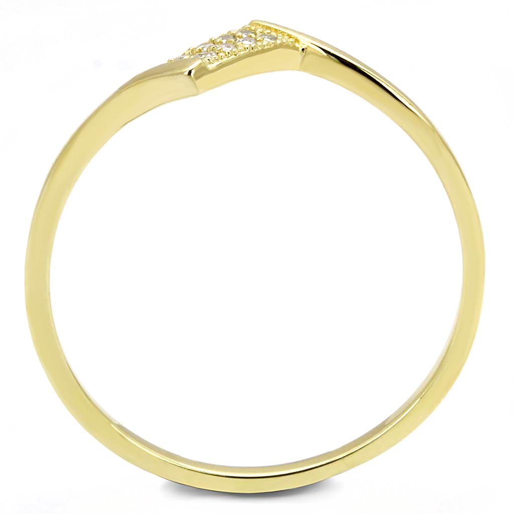 Gold 925 Sterling Silver Ring with AAA Grade CZ  in Clear