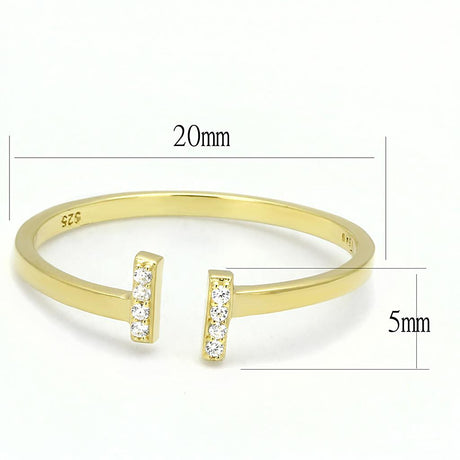 Gold 925 Sterling Silver Ring with AAA Grade CZ  in Clear