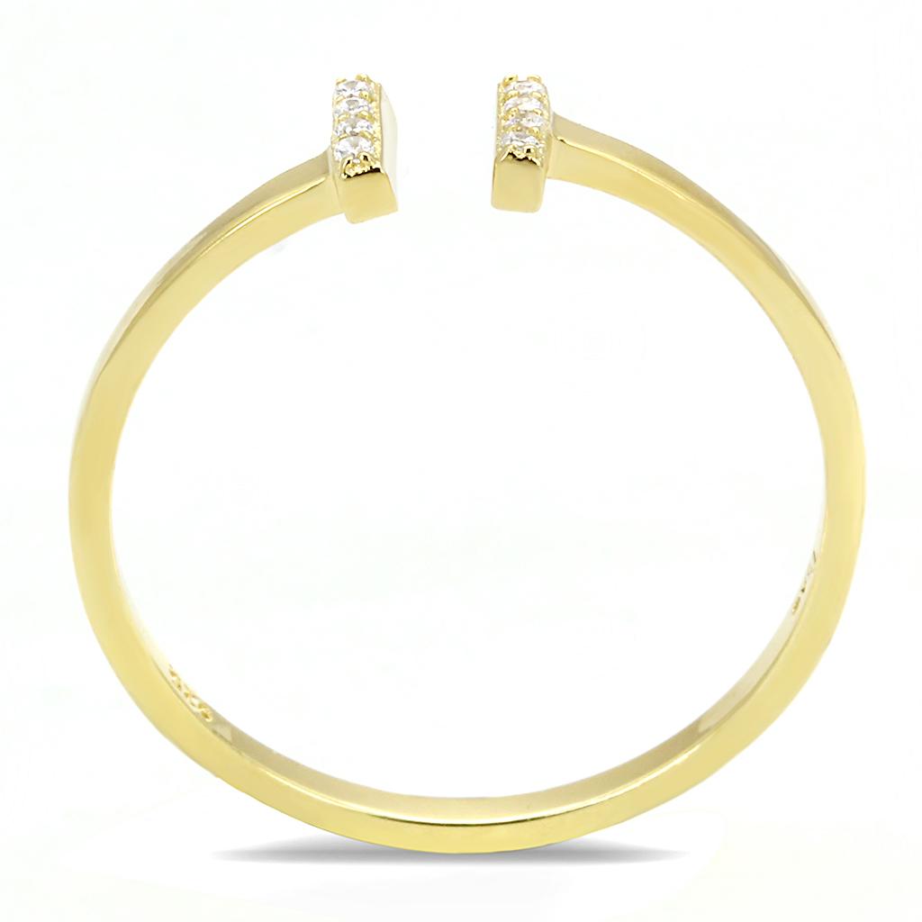 Gold 925 Sterling Silver Ring with AAA Grade CZ  in Clear