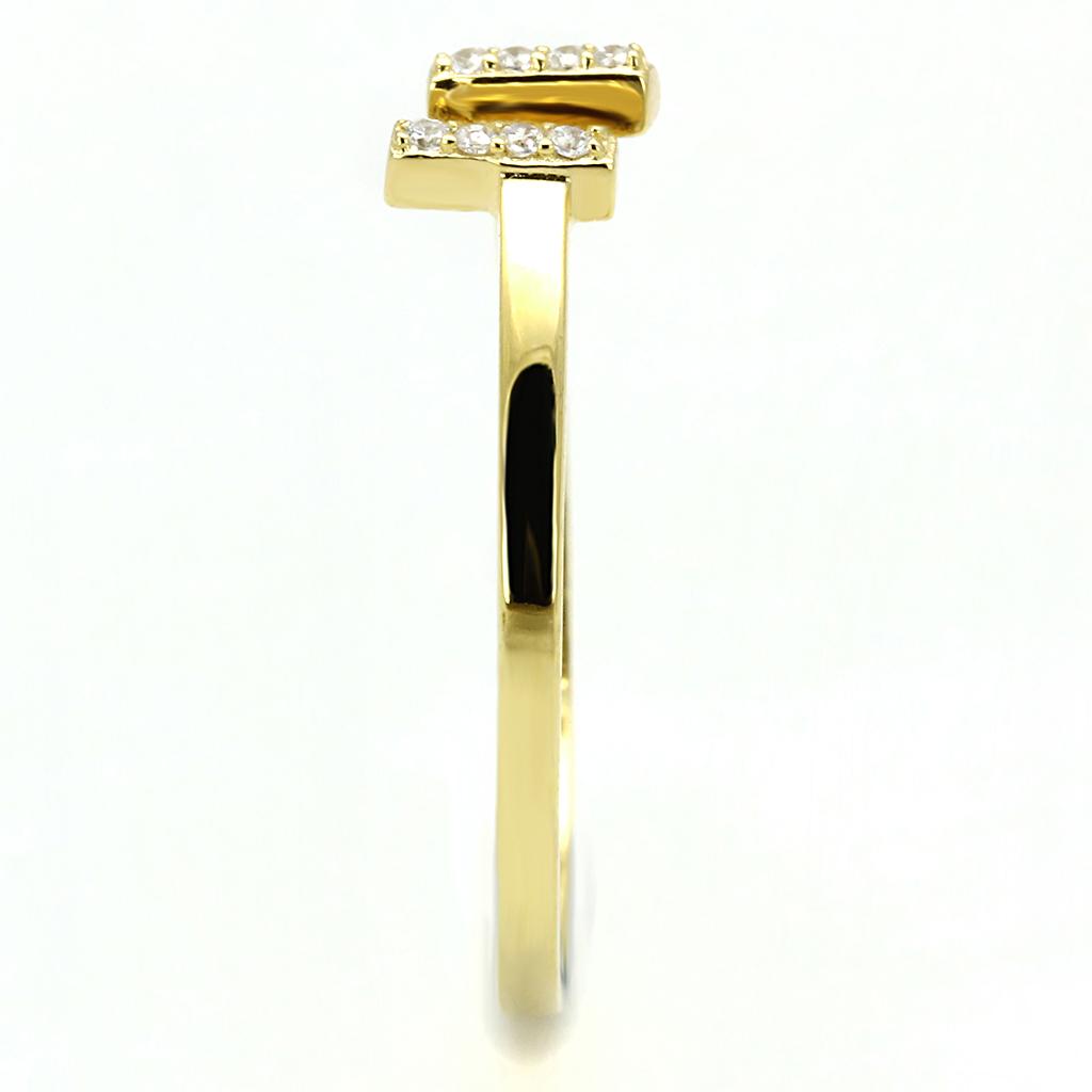 Gold 925 Sterling Silver Ring with AAA Grade CZ  in Clear
