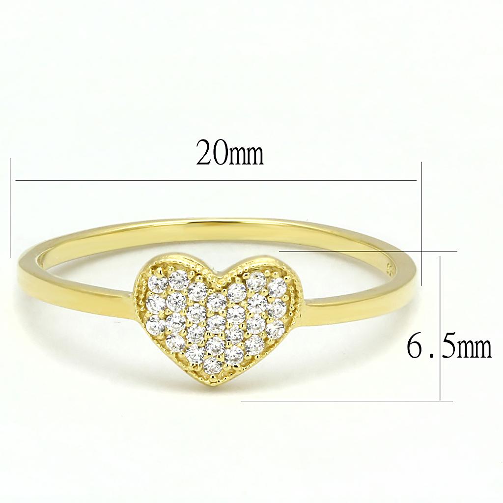 Gold 925 Sterling Silver Ring with AAA Grade CZ  in Clear